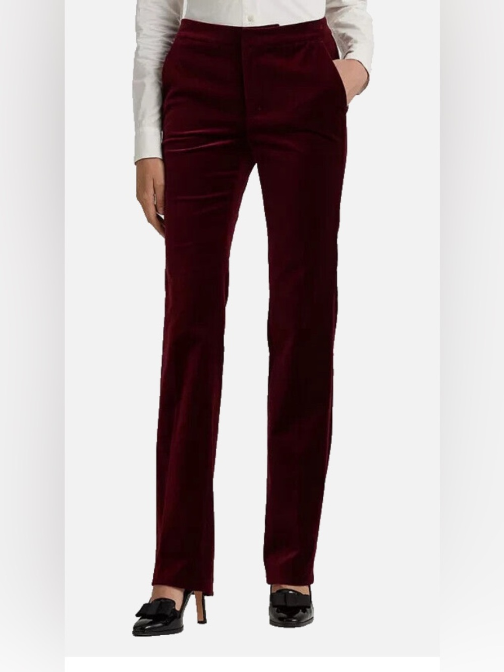 Lauren Ralph Lauren Women’s Stretch Velvet Pants in Burgundy (2 Pair Available)